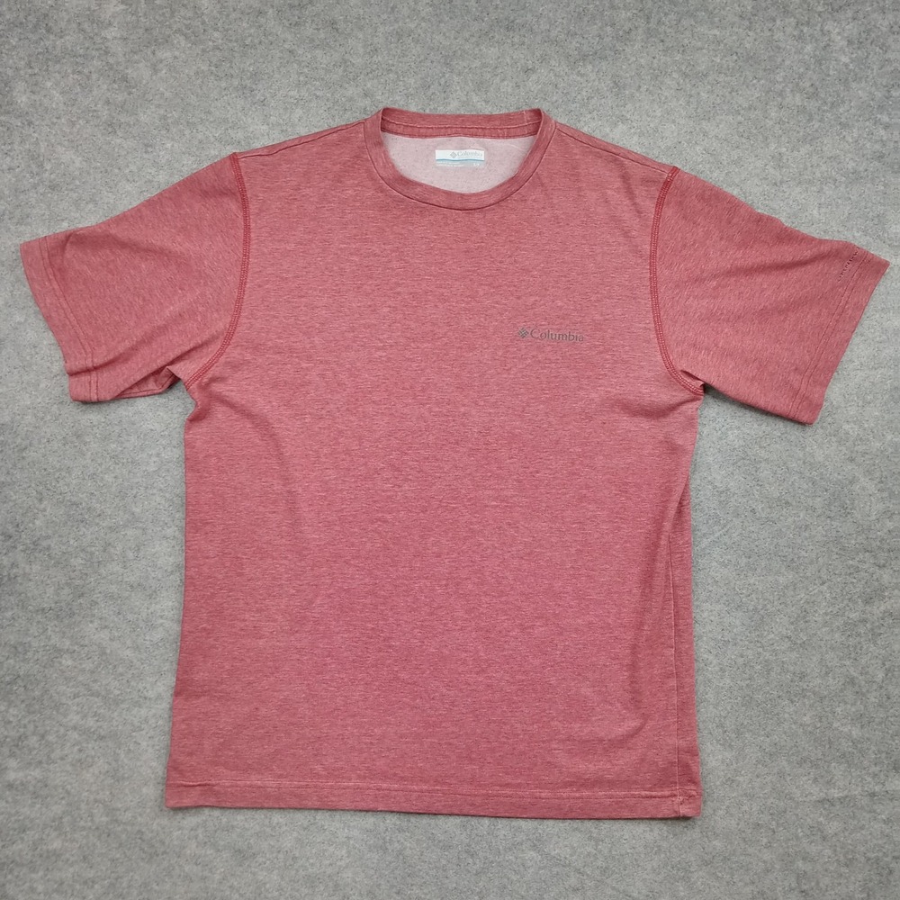 Columbia Shirt Mens Small Red Performance Soft Knit Short Sleeve Crewneck Tee